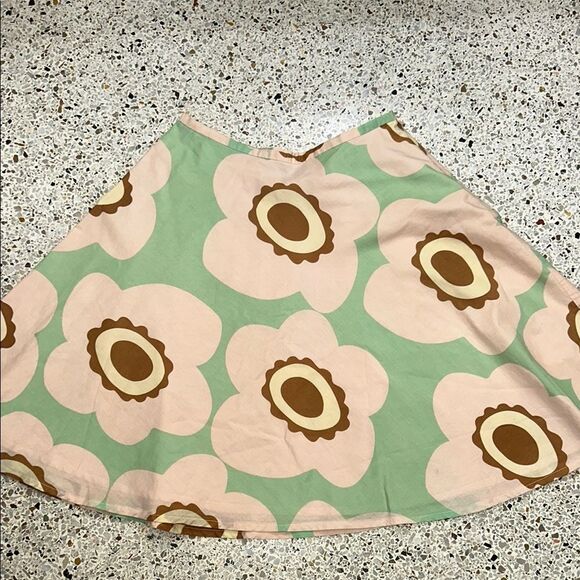 Tocca avocado floral cotton mini skirt lined 2 - Picture 1 of 5